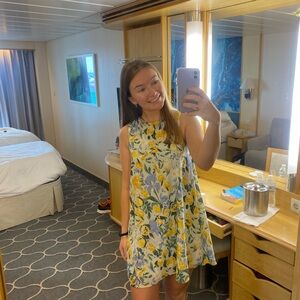 Abercrombie & Fitch White Floral Sundress with Yellow & Light Blue Flowers